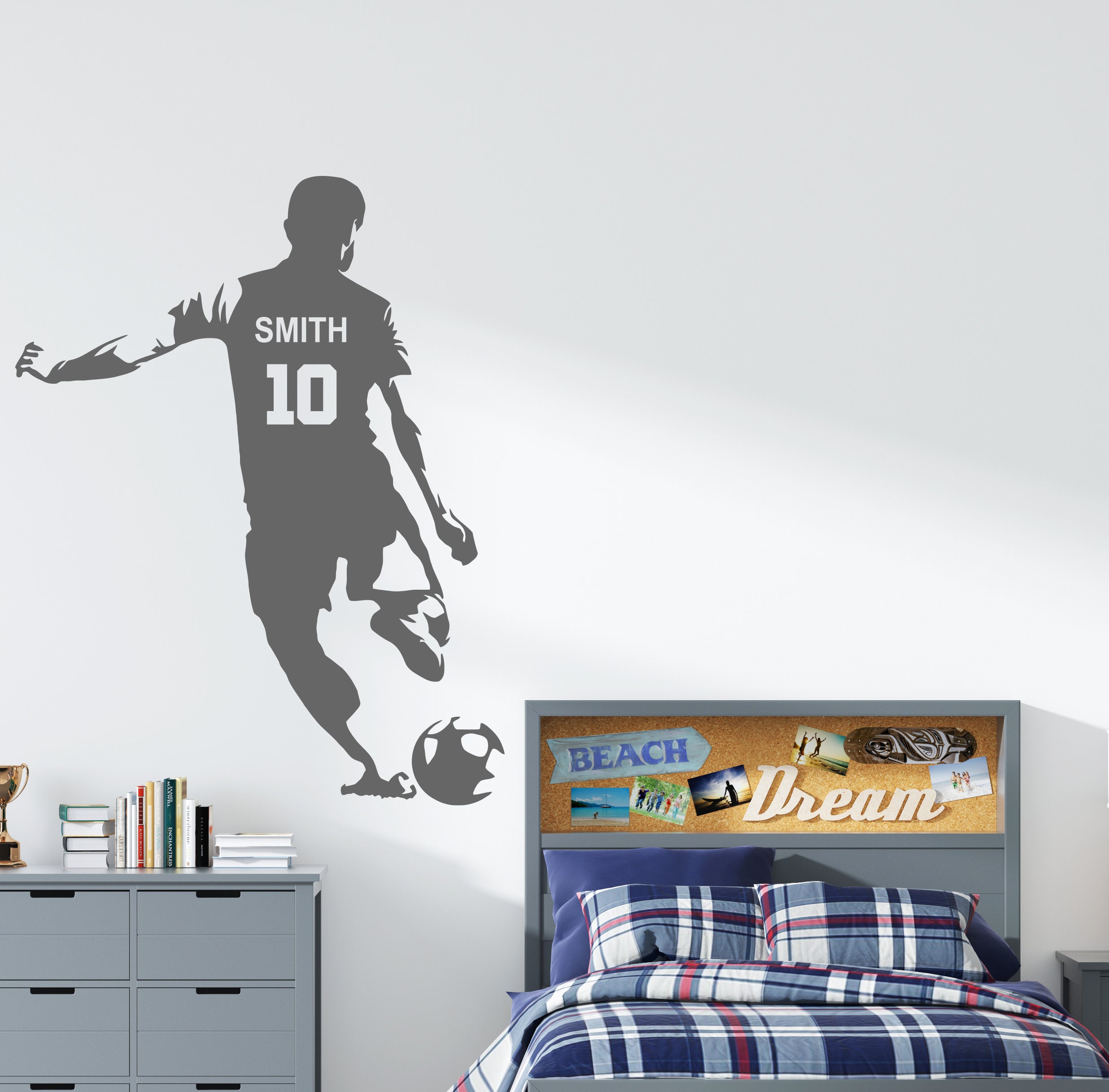 Personalized Soccer Player Vinyl Wall Decal | Custom Name Sticker ...