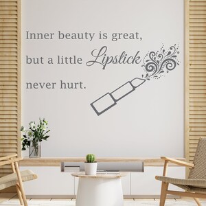 Lipstick Quote Wall Decal: Beauty Salon Decor HS117