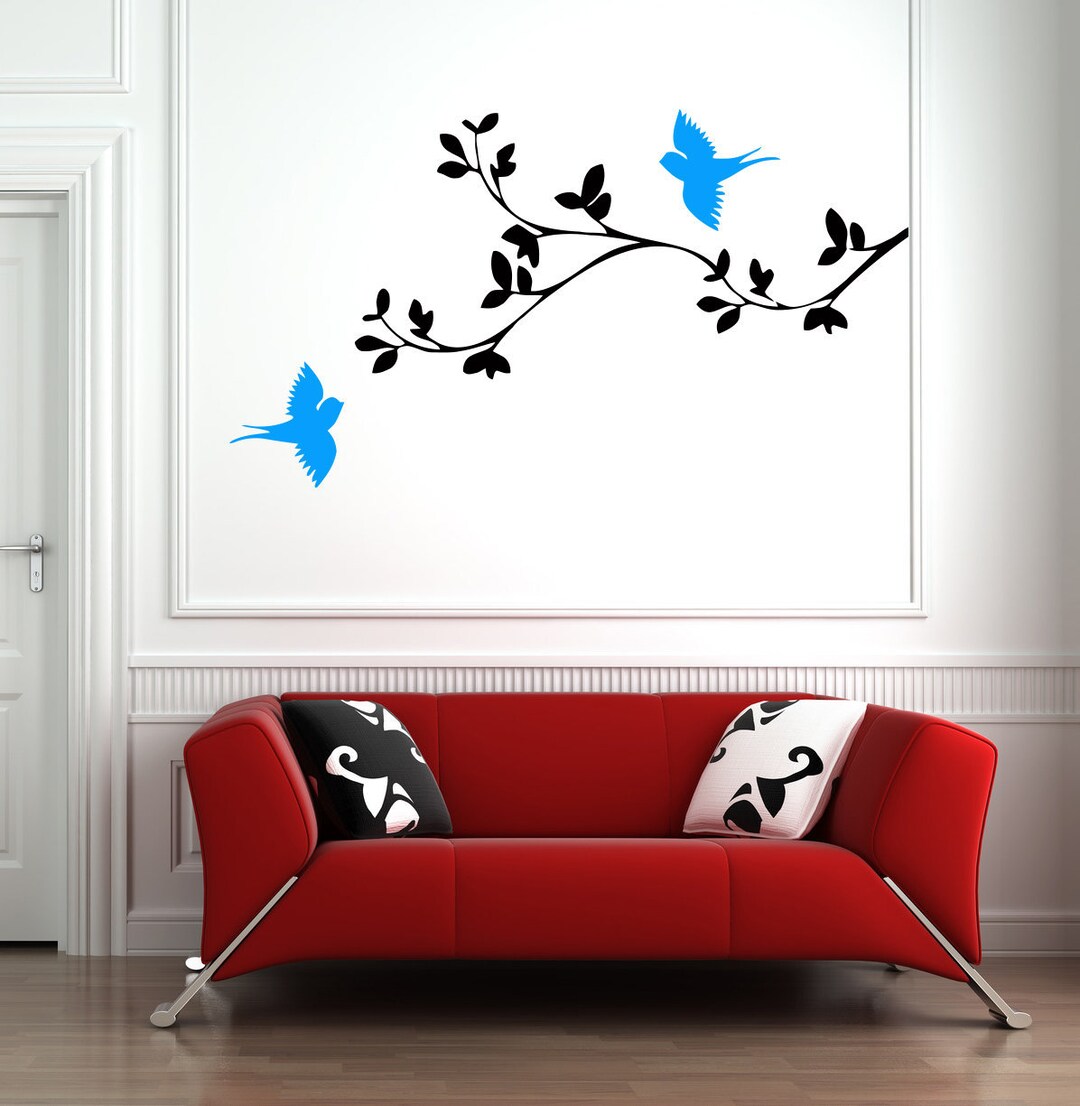 Tree Branch Wall Decal With Birds: Removable Vinyl Sticker BC10 - Etsy