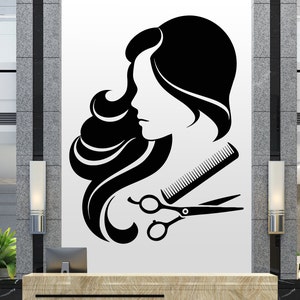 Friseur Salon Wand Fenster Aufkleber Aufkleber Friseur Haar Werkzeuge Schere Barber Shop Schönheitssalon 2842