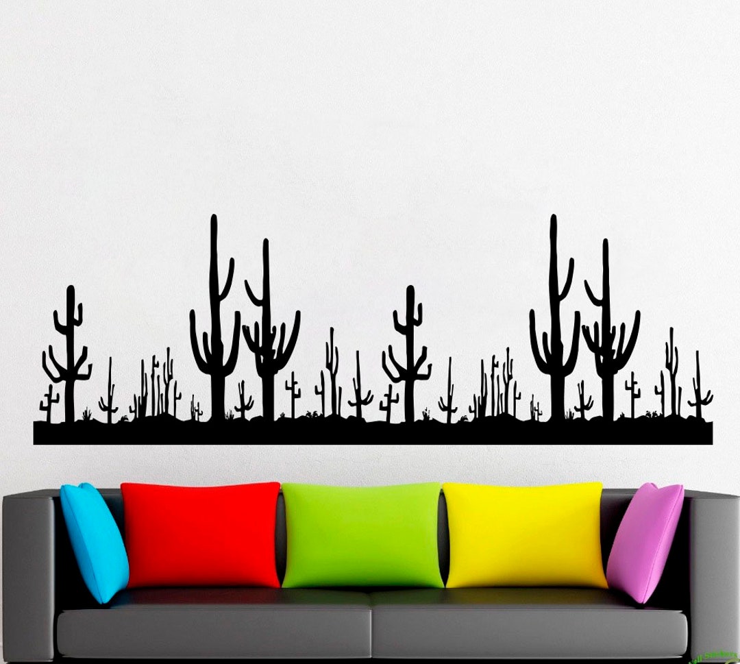 Desert Cactus Wall Decal | Wild Plant Vinyl Sticker | Boho Southwestern ...