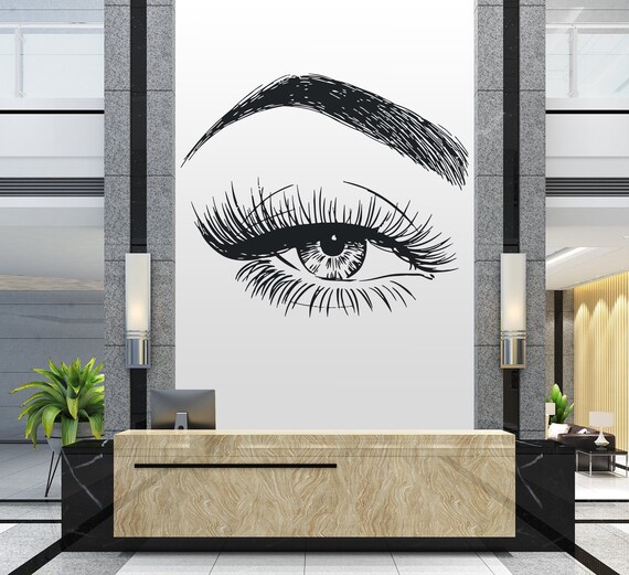 Sticker mural cils sourcils sourcils salon de beauté oeil