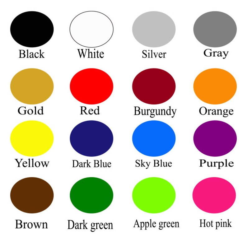 Peut inclure: Un tableau de 16 cercles de couleurs diff&eacute;rentes avec le nom de chaque couleur &eacute;crit sous le cercle.
