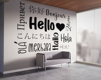 Hello in Different Languages Wall Decal - Office Decor Cus205