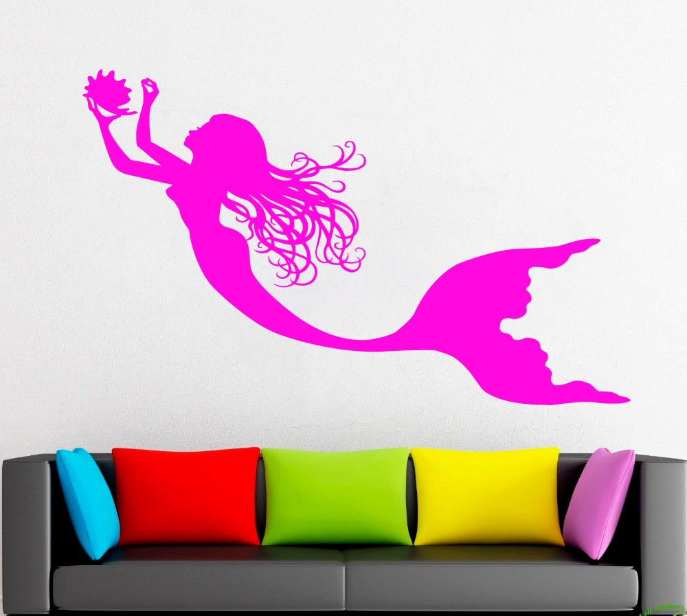 Mermaid Wall Decal Little Wall Sticker Mermaid Wall Art Bathroom Wall ...