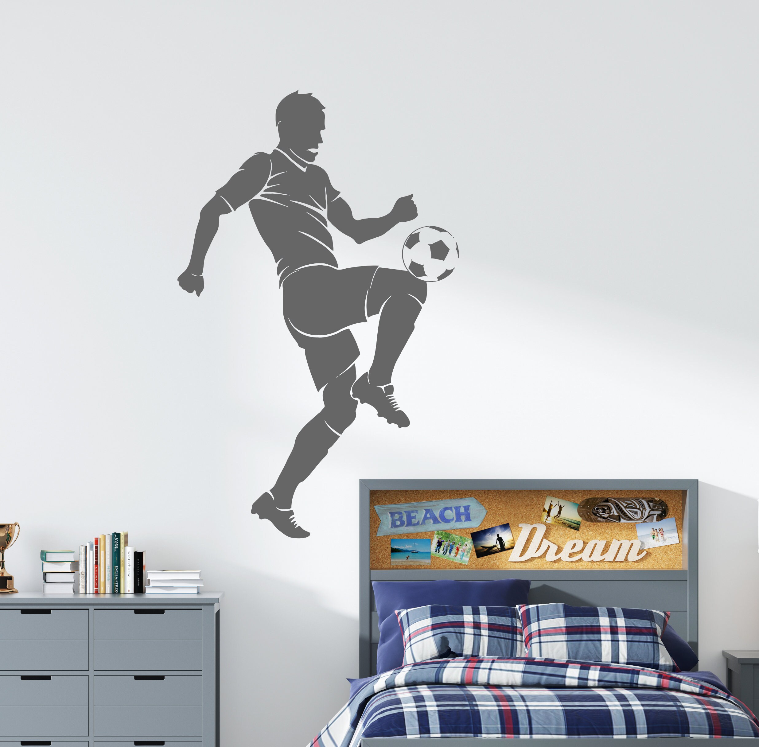 Soccer Wall Decal Soccer Player Wall Sticker Soccer Wall Etsy