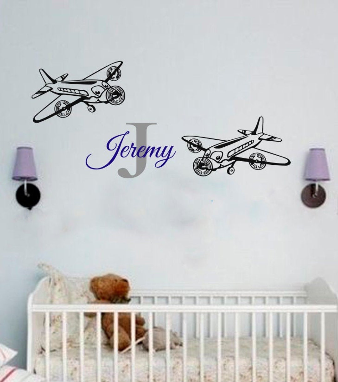 Personalized Airplane Wall Decal: Custom Name Nursery Decor T510 - Etsy