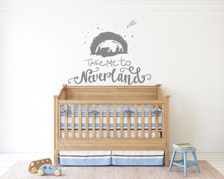 Peter Pan Wall Decal Never Grow Up Quote Peter Pan Ship Kids Cartoon Wall Sticker 1524b