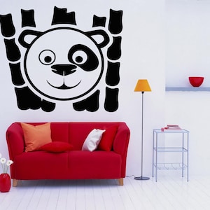 Panda, oso, animales, bambú, decoración de pared, calcomanía de pared, calcomanía para auto, calcomanía para ventana, calcomanía de vinilo hecha a mano 1089