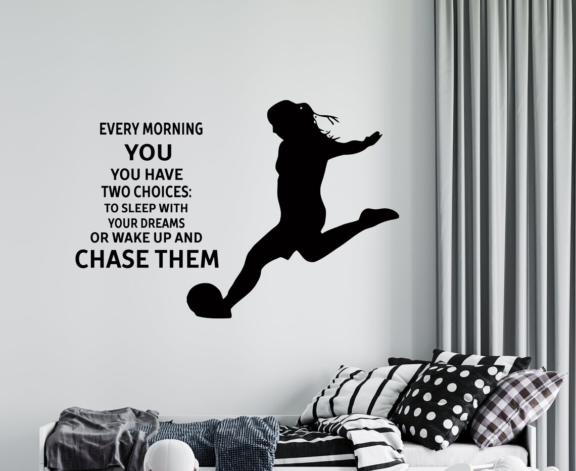 Girl Soccer Wall Decal Soccer Player Wall Sticker Soccer Etsy