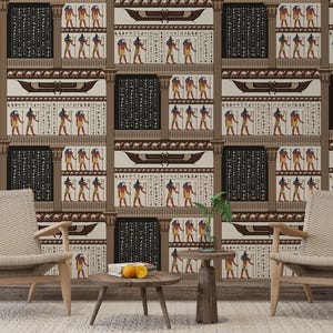 Ancient Egypt Peel and Stick Wallpaper Egyptian Wall Mural Self Adhesive Removable Egyptian Gods Wallpaper PW755