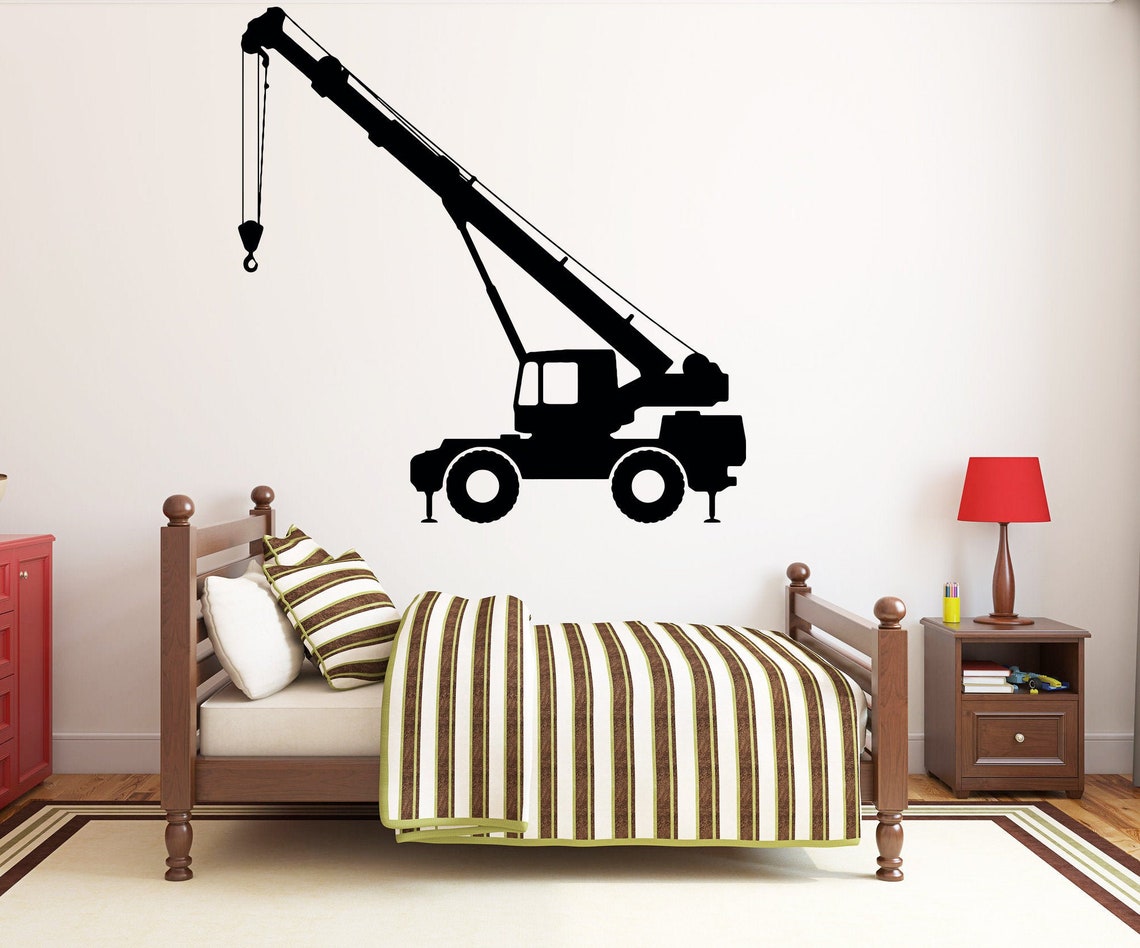 Construction Crane Wall Decal Heavy Construction Wall Etsy