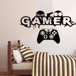 Calcomanía de pared para gamers, calcomanía de videojuegos, calcomanía de control, arte de pared para sala de juegos 3046