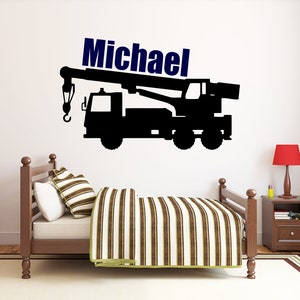 Personalized Name Construction Bulldozer Wall Decal | Heavy Construction Wall Sticker | Tractor Wall Decor | Decals for Boys HL23
