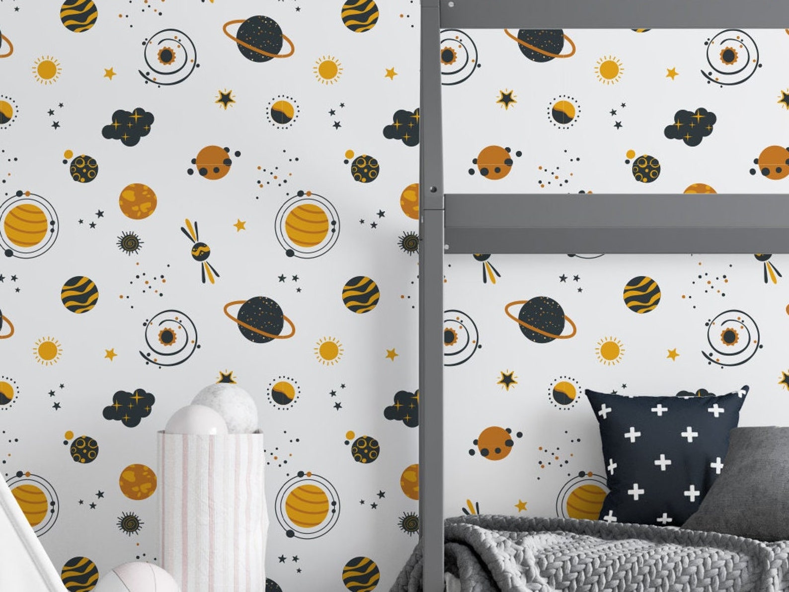 Outer Space Peel and Stick Wallpaper Space Planets Rocket Ship - Etsy