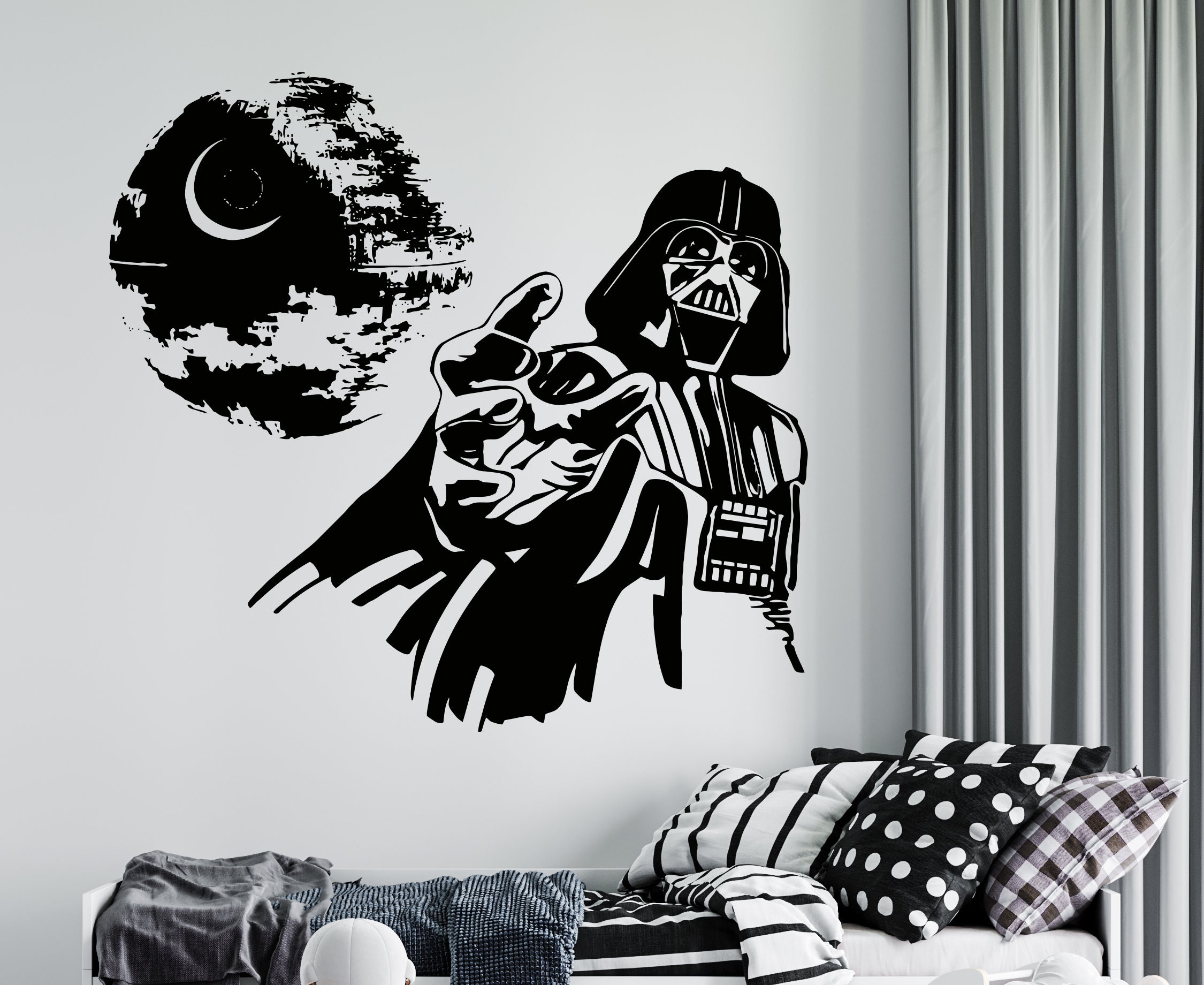 Star Wars Wall Decal Star Wars Wall Sticker Death Star Etsy