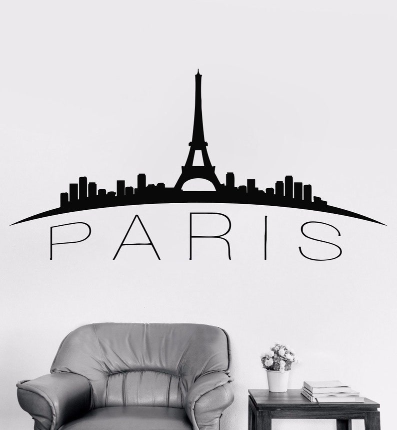 Paris Wall Decal Paris Skyline Wall Sticker Eiffel Tower Etsy