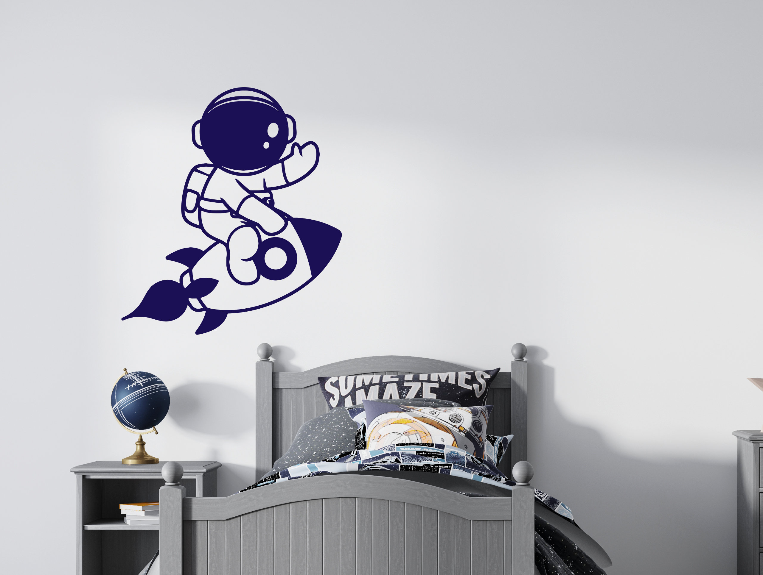 Astronaut Wall Decal Outer Space Wall Decal Custom Name - Etsy
