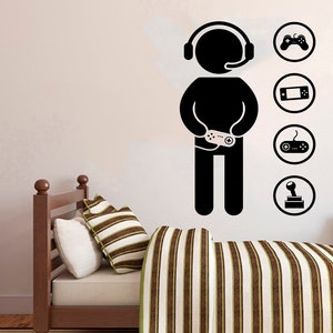 Calcomanía de pared para gamers, calcomanía de videojuegos, calcomanía de control, arte de pared para sala de juegos 2901