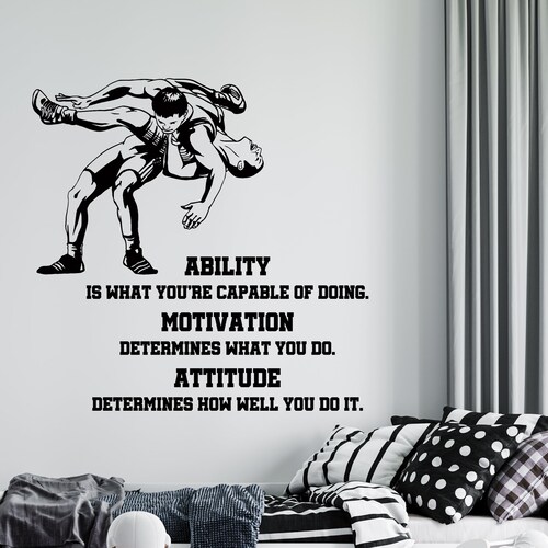 Wrestling Wall Decal Motivational Quote Wall Sticker Wrestler Etsy