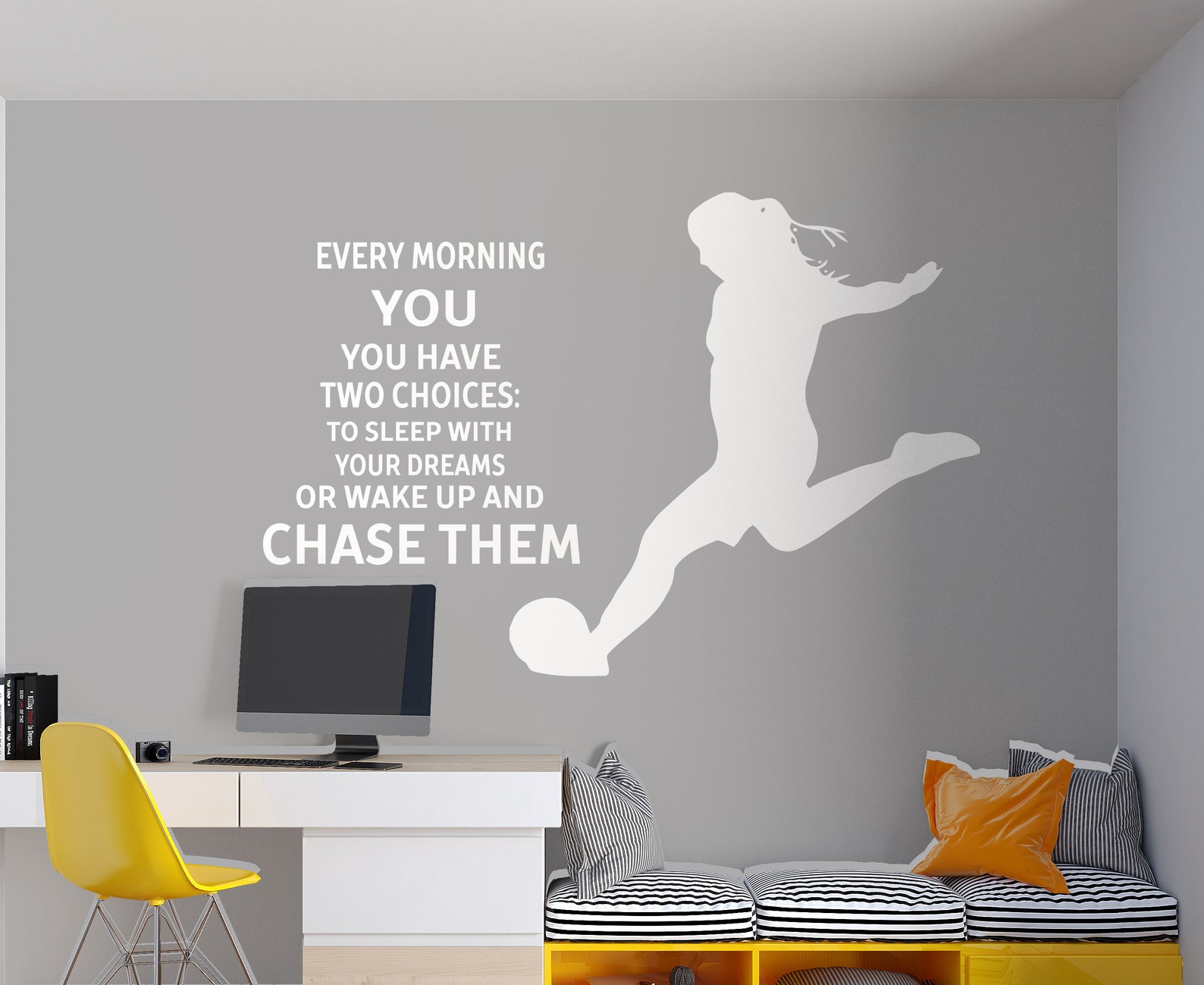 Girl Soccer Wall Decal Soccer Player Wall Sticker Soccer Etsy