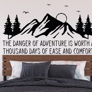 Nature Camping  Mountains Wall Decal | Mountain Travel Wall Sticker | Pine Trees Mountains Wall Decal | Adventure Wall Decor MNT26