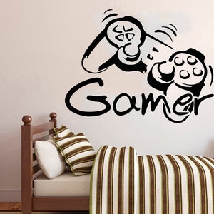 Calcomanía de pared para gamers, calcomanía de videojuegos, calcomanía de control, arte de pared para sala de juegos 2871