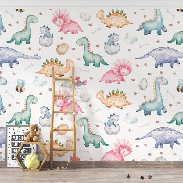 Dino Park Wallpaper for Nursery or Kids room Peel and Stick Dinosaurs Wallpaper Self Adhesive Removable Dino Nursery Wallpaper PW401