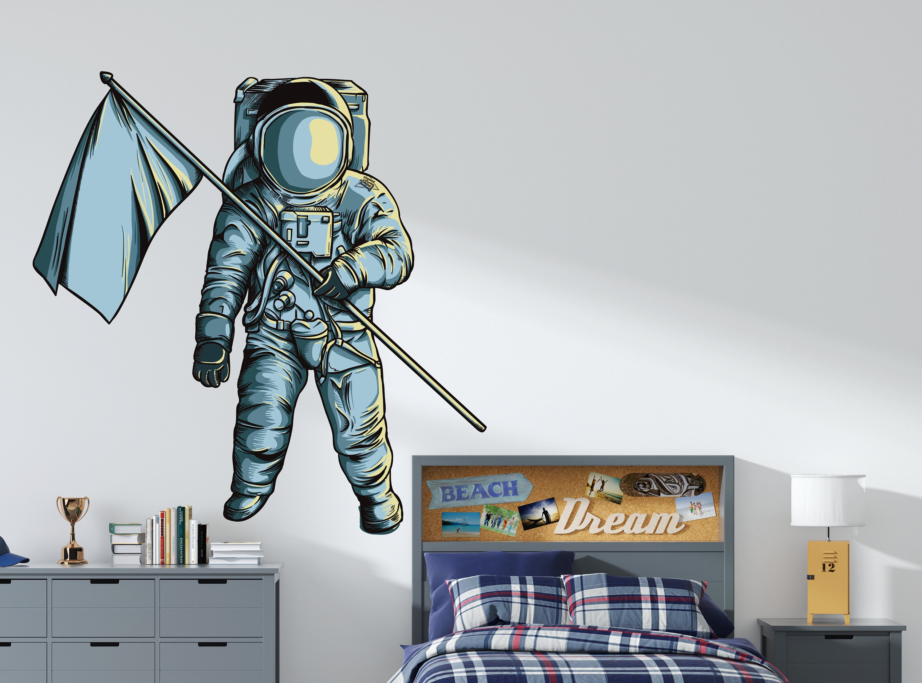 Astronaut Wall Decal Outer Space Wall Decor for Kids Bedroom Etsy