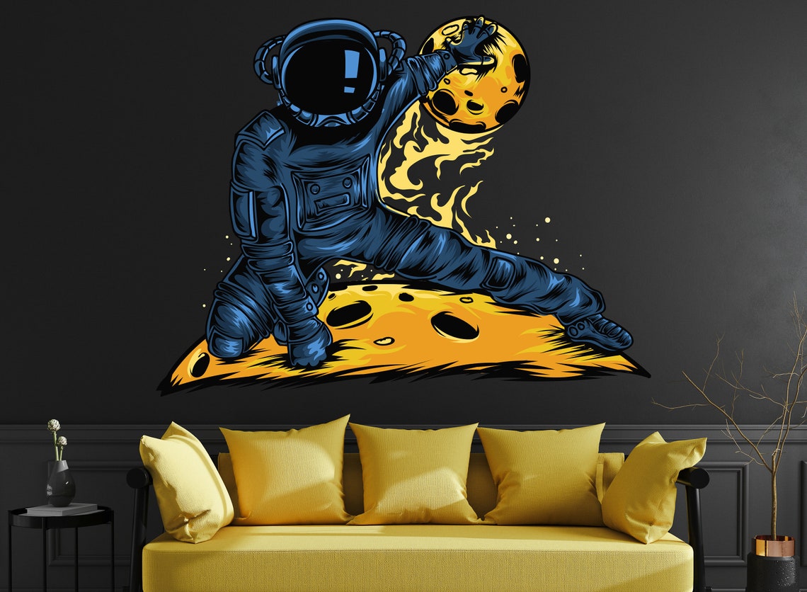 Astronaut Wall Decal Outer Space Wall Decor for Kids Bedroom Etsy