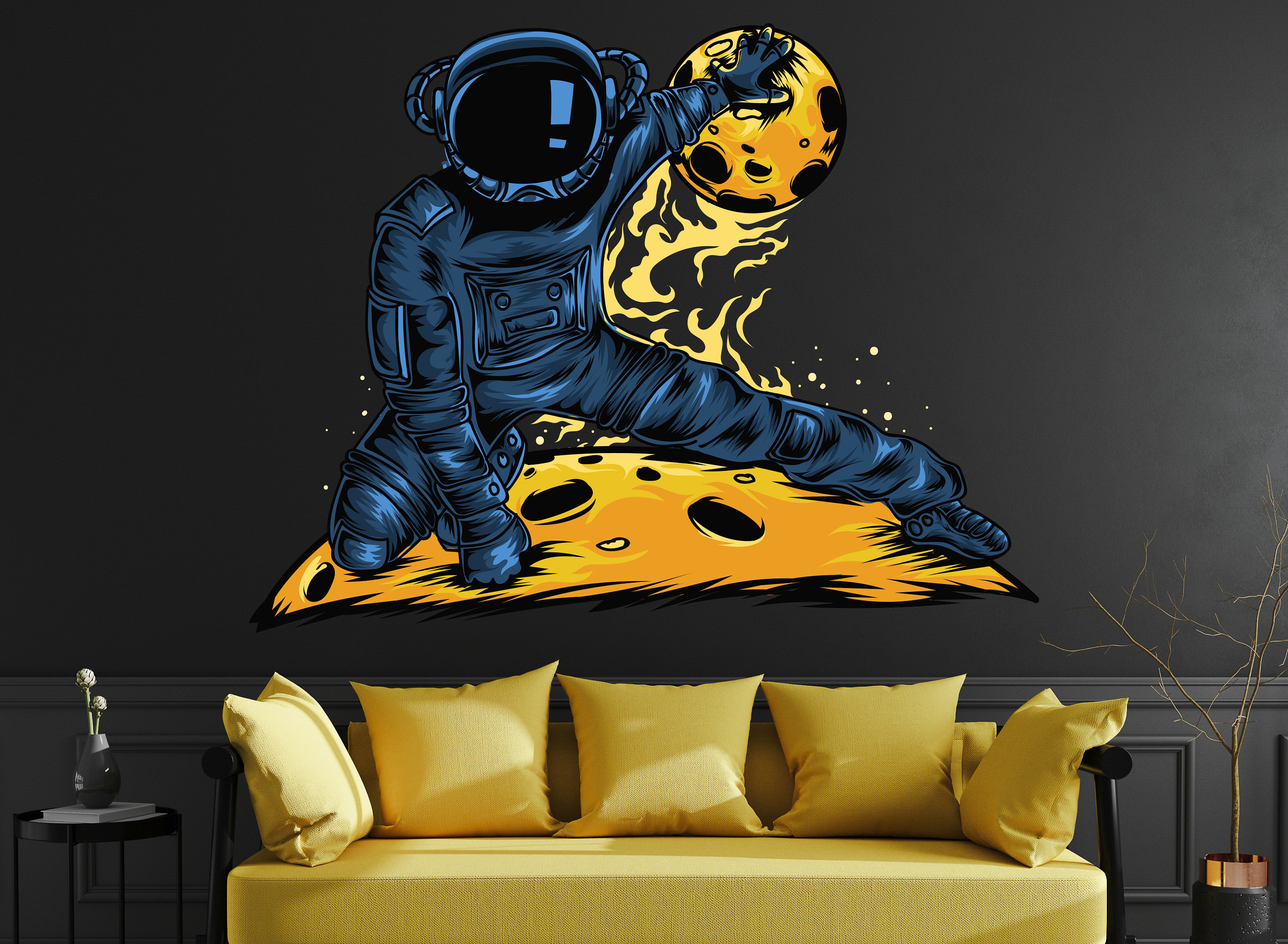 Astronaut Wall Decal Outer Space Wall Decor for Kids Bedroom Etsy