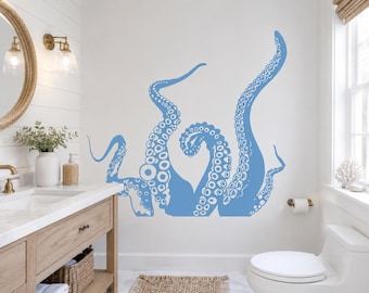 Octopus Wall Decal | Tentacle Vinyl Sticker | Ocean Bathroom Decor | Ocean Reach | 2049