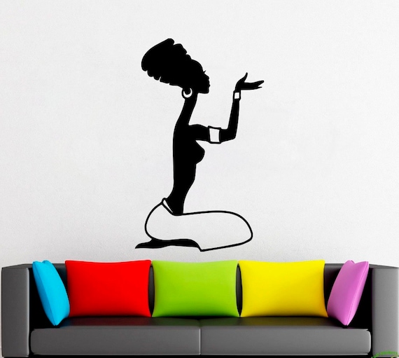 Wall Stickers Vinyl Decal Girl In Black Dress And Hat With Purse z2025