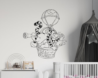 Winnie The Pooh Wall Decal Quotes Tigger Piglet  Boy and girl name decal Trendy sticker Baby room decal 5014
