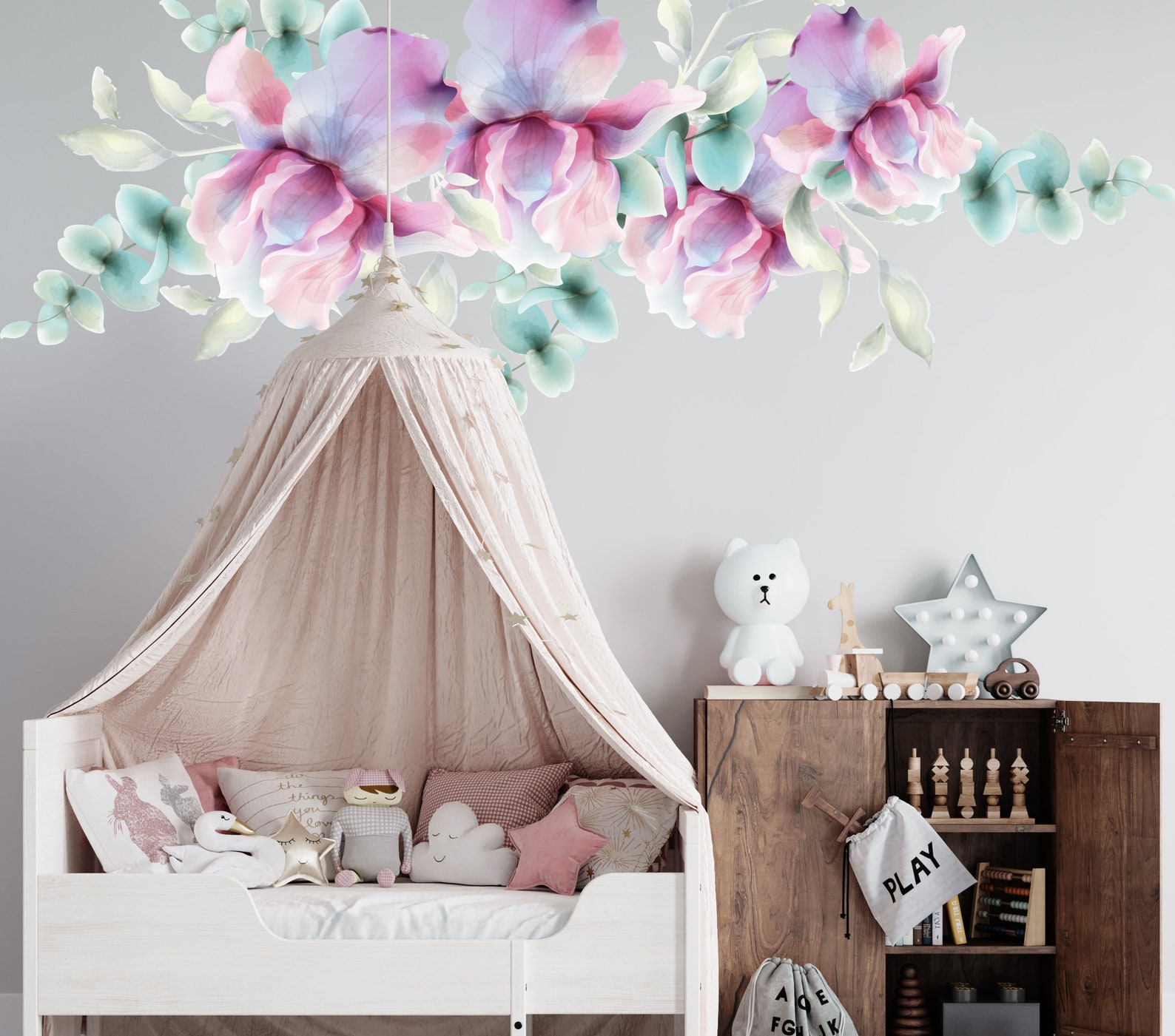 Flowers Wall Decal Floral Wall Decor for Nursery Room Etsy