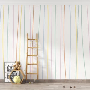 Colorful Stripe Wallpaper Vertical Stripe Peel and Stick Nursery Wallpaper Self Adhesive Removable Striped Geometric Wallpaper PW711
