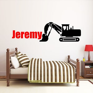 Personalized Name Construction Bulldozer Wall Decal: Boys Room Decor, HL30