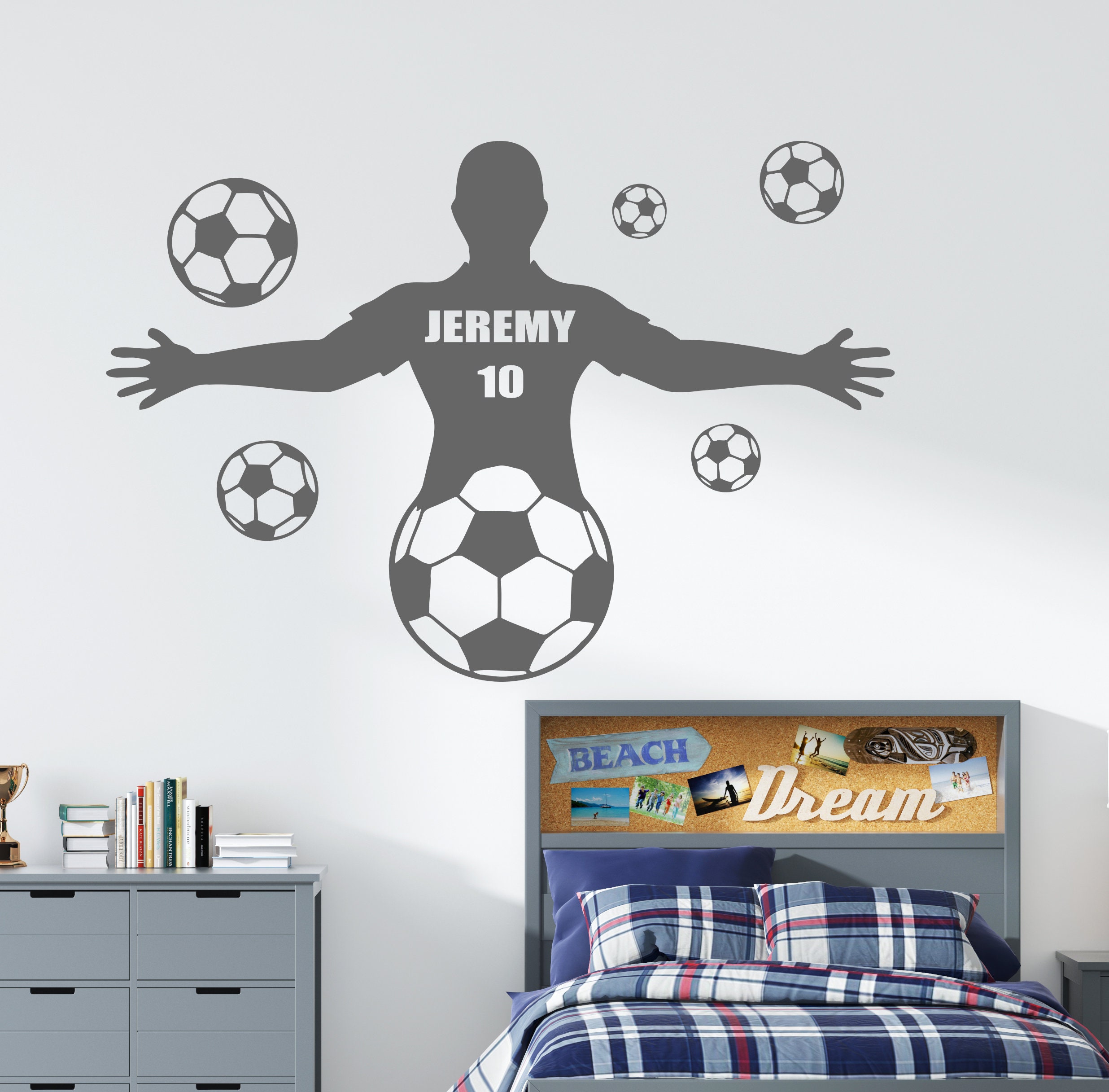 Personalized Soccer Player Wall Decal: Custom Name Vinyl Sticker 5136 ...
