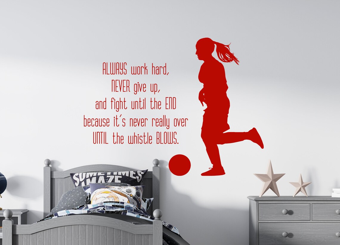 Girl Soccer Wall Decal Soccer Player Wall Sticker Soccer Etsy
