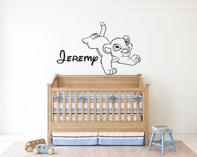 The Lion King Wall Decal Cartoon Wall Sticker Simba Custom Name Wall Decal Nursery Wall Decor lk11