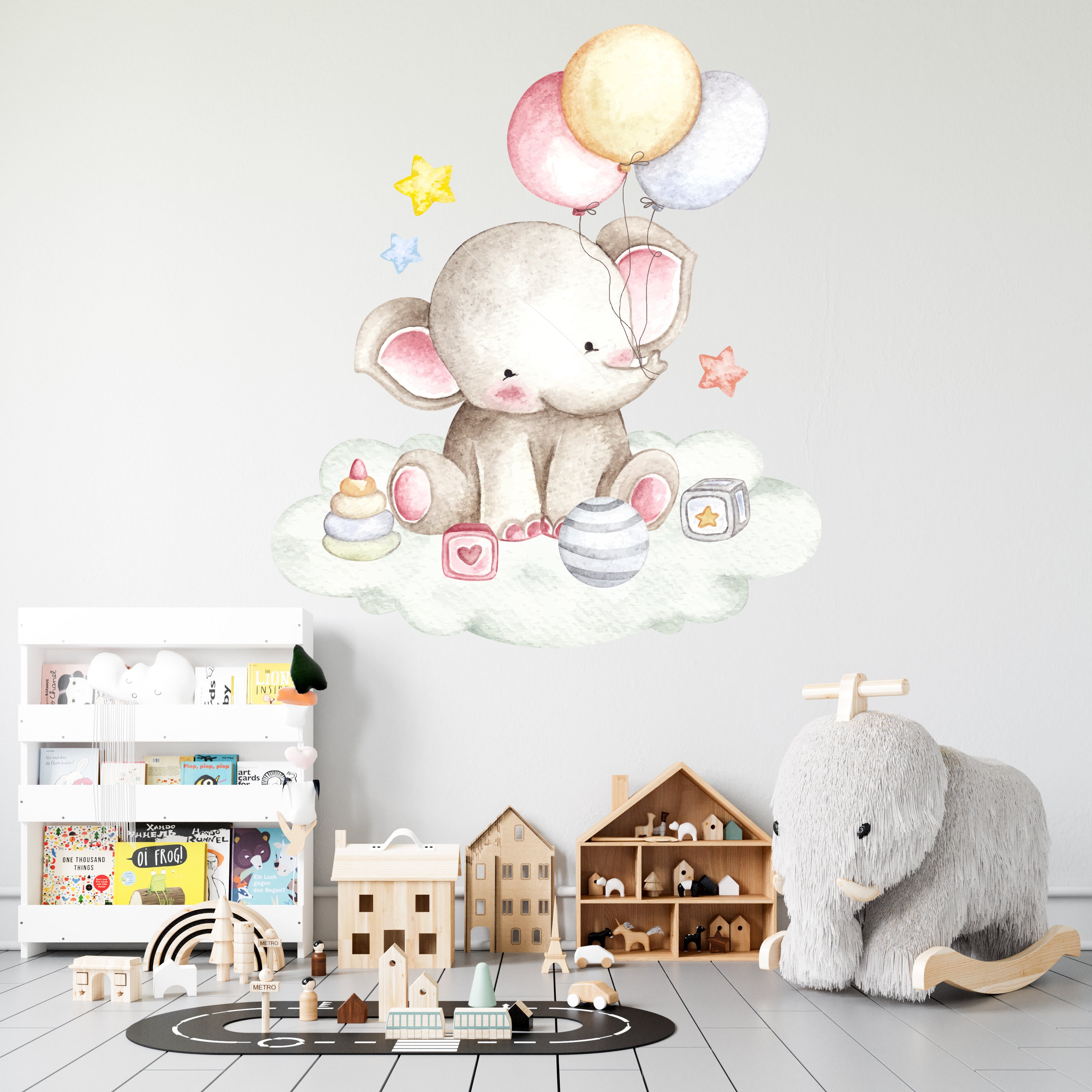 Cute Baby Elephant Watercolor Wall Decal for Kids Nursery - Etsy