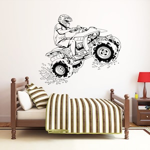 ATV Rider Wall Decal Quad Bike Wall Sticker 4 Wheeler Wall Decor 1616b