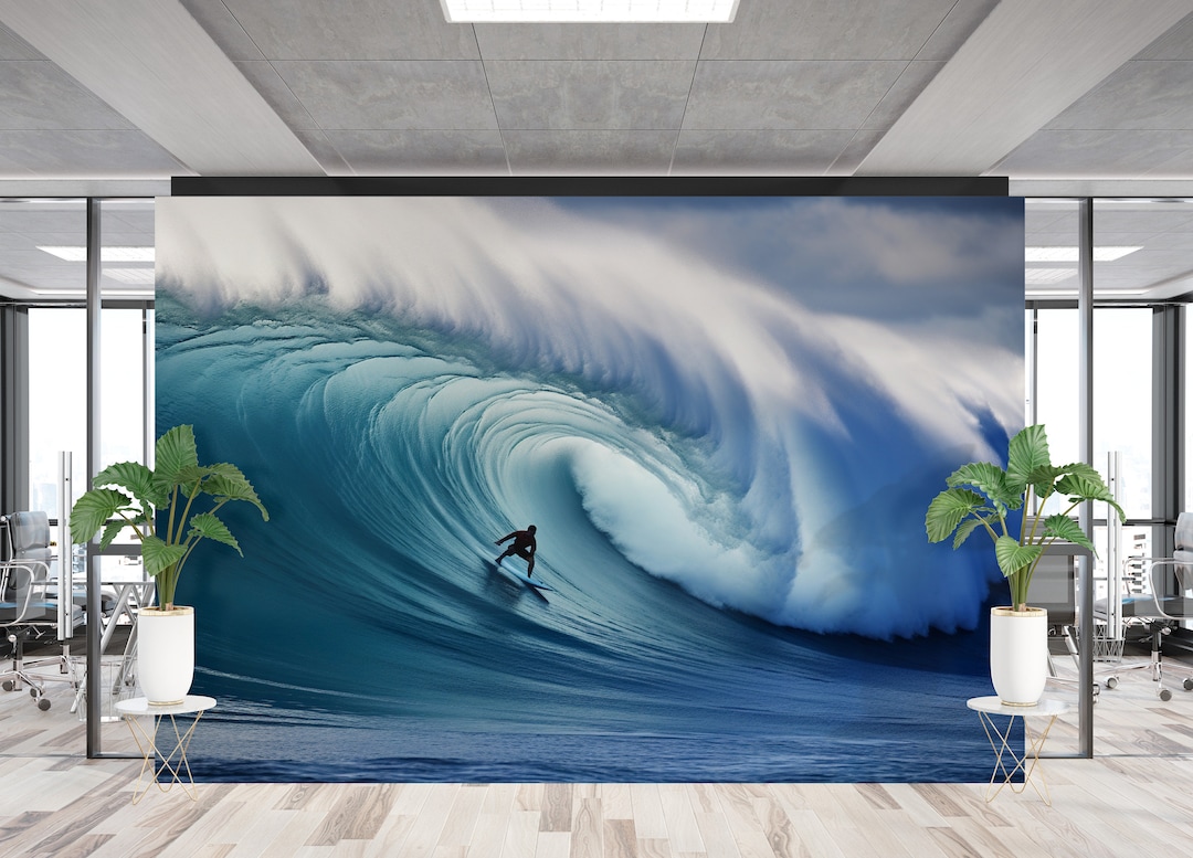 Ocean Rush | Surf Wave Mural Wallpaper | Coastal Peel and Stick Wall ...