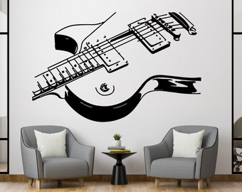 Gitaar Muur Decal Muziek Wanddecoratie MuziekInstrument Muursticker 5171