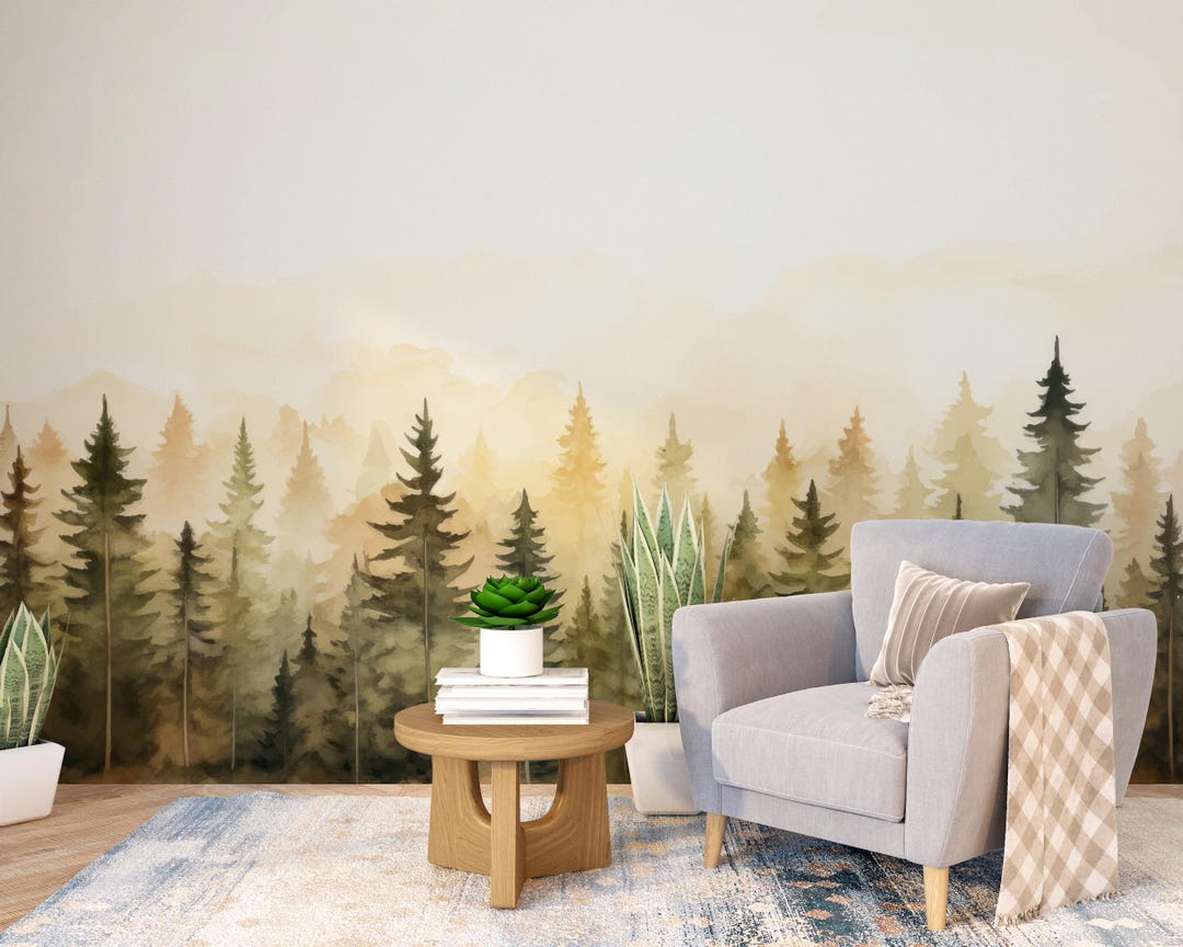 Pine Trees Forest Wall Mural Peel and Stick Wallpaper Nature Wallpaper ...