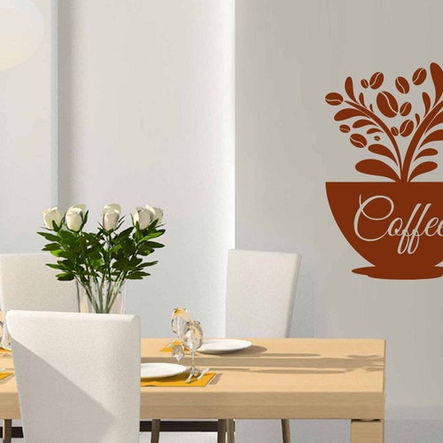 Coffee Wall Decal Coffee Beans Wall Sticker Coffee Wall Etsy