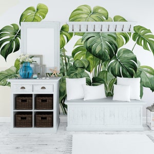 Jungle Wallpaper Green Wall Mural Peel and Stick Wallpaper Tropical Leaves Wallpaper Self Adhesive Tropical Forest Wallpaper PW479