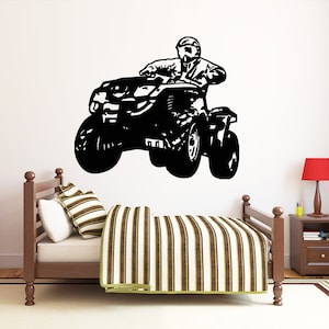 ATV Rider Wall Decal Quad Bike Wall Sticker 4 Wheeler Wall Decor 1618b