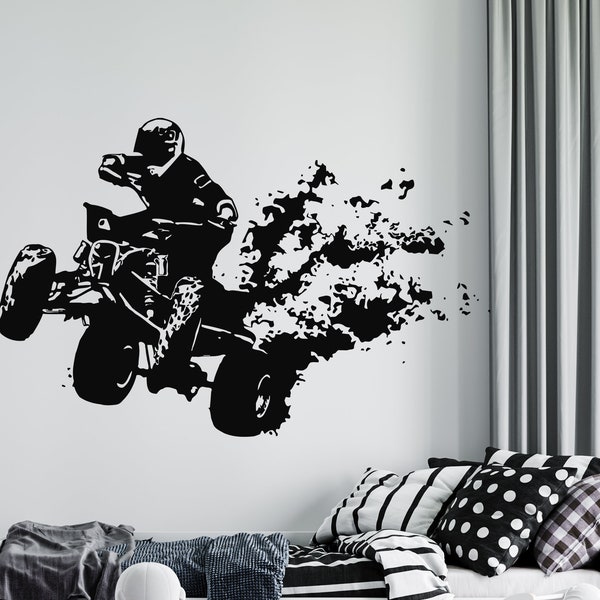 ATV Rider Wall Decal Quad Bike Wall Sticker 4 Wheeler Wall Decor 1636b