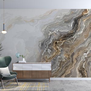 Gray Marble Pattern Wallpaper Marble Texture Peel and Stick Natural Stone Grey Brown Wallpaper Marble Style Wallpaper Wall Art Home PW643